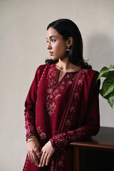 ZAIB-3PC DHANAK EMBROIDERED SHIRT WITH DHANAK EMBROIDERED SHAWL AND TROUSER-W.J-5031