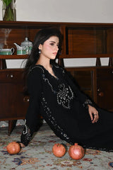 ZAIB-3PC DHANAK EMBROIDERED SHIRT WITH DHANAK EMBROIDERED SHAWL AND TROUSER-W.J-4386