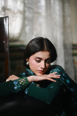ZAIB-3PC KARANDI EMBROIDERED SHIRT WITH CORTRAI WOOL PRINT SHAWL AND TROUSER-W.J-4397