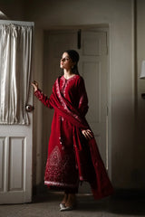 BATIK-3PC DHANAK EMBROIDERED SHIRT WITH DHANAK EMBROIDERED SHAWL AND EMB TROUSER -W.J-5036