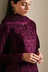 ZAIB-3PC KARANDI EMBROIDERED SHIRT WITH KARANDI EMBROIDERED SHAWL AND TROUSER-W.J-4404