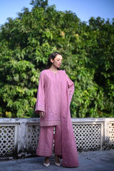 ZAIB-3PC DHANAK EMBROIDERED SHIRT WITH DHANAK EMBROIDERED SHAWL AND TROUSER-W.J-4399