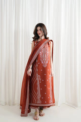 BATIK-3PC DHANAK EMBROIDERED SHIRT WITH DHANAK EMBROIDERED SHAWL AND EMB TROUSER-W.J-5089