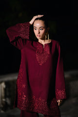 BATIK-2PIECE DHANAK EMBROIDERED SHIRT WITH DHANAK EMB TROUSER-WJ-15086