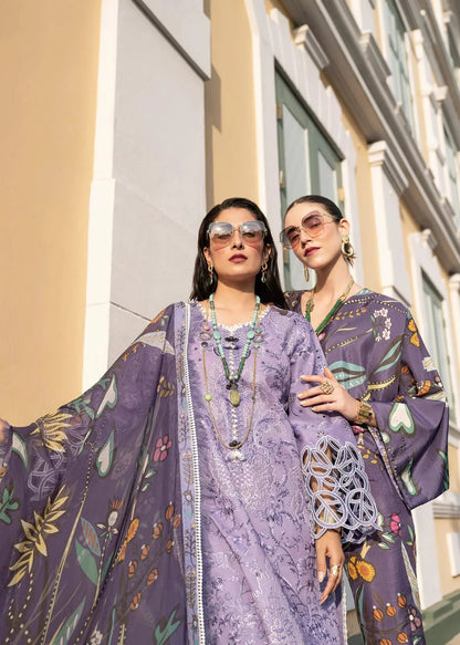 MUSHQ - 3PC DHANAK EMBROIDEREDSHIRT WITH COUTURE PRINTED SHAWL-W.J-1219