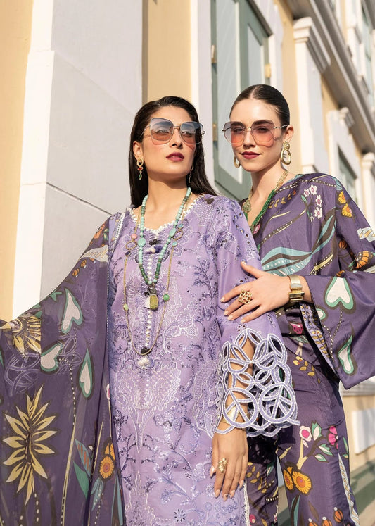 MUSHQ - 3PC DHANAK EMBROIDEREDSHIRT WITH COUTURE PRINTED SHAWL-W.J-1219