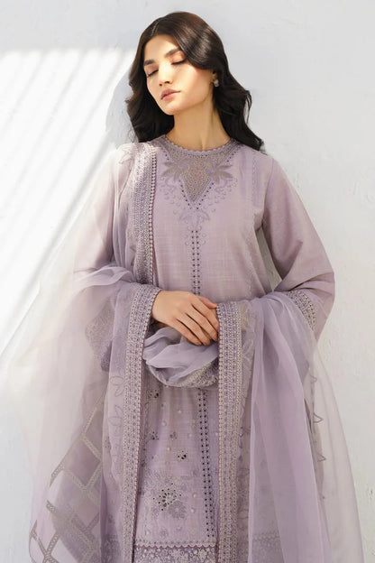 JAZMIN- 3PC LAWN HEAVY EMBROIDERED SHIRT WITH ORGANZA EMBROIDERED READY TO WEAR DUPATTA-W.J-1594