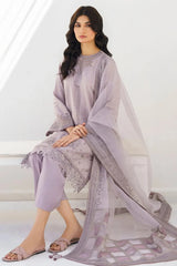 JAZMIN- 3PC LAWN HEAVY EMBROIDERED SHIRT WITH ORGANZA EMBROIDERED READY TO WEAR DUPATTA & TROUSER-W.J-4560