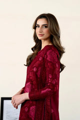 ZAIB-3PC DHANAK EMBROIDERED SHIRT WITH DHANAK EMBROIDERED SHAWL AND TROUSER-W.J-5087
