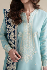 ZAIB-3PC DHANAK EMBROIDERED SHIRT WITH CHIFFON EMB DUPATTA AND TROUSER-W.J-5088