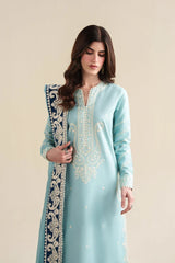 ZAIB-3PC DHANAK EMBROIDERED SHIRT WITH CHIFFON EMB DUPATTA AND TROUSER-W.J-5088