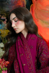 ZAIB-3PC KARANDI EMBROIDERED SHIRT WITH KARANDI EMBROIDERED SHAWL AND TROUSER -W.J-5295