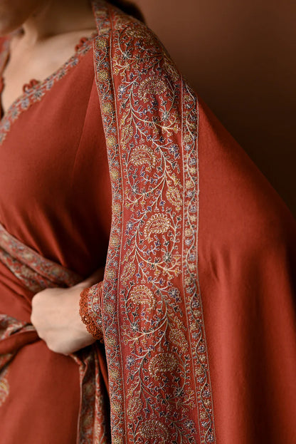 BATIK-3PC DHANAK EMBROIDERED SHIRT WITH DHANAK EMBROIDERED SHAWL AND TROUSER-W.J-2005