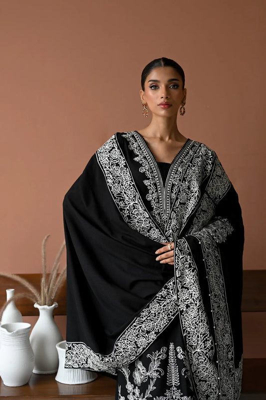 BATIK-3PC DHANAK EMBROIDERED SHIRT WITH DHANAK EMBROIDERED SHAWL & TROUSER-W.J-1905
