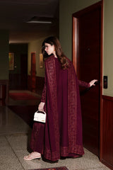 ZAIB-3PC KARANDI EMBROIDERED SHIRT WITH KARANDI EMBROIDERED SHAWL AND TROUSER-W.J-5316