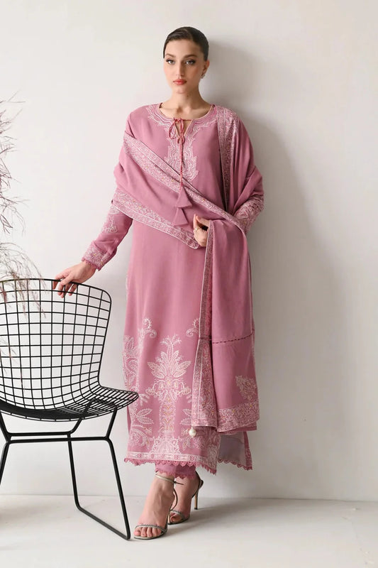 BATIK-3PC DHANAK EMBROIDERED SHIRT WITH DHANAK EMBROIDERED SHAWL AND TROUSER-W.J-1921