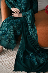 ZAIB-3PC KARANDI EMBROIDERED SHIRT WITH KARANDI EMBROIDERED SHAWL AND TROUSER -W.J-5304