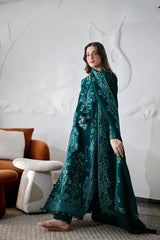ZAIB-3PC KARANDI EMBROIDERED SHIRT WITH KARANDI EMBROIDERED SHAWL AND TROUSER -W.J-5304