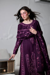 ZAIB-3PC KARANDI EMBROIDERED SHIRT WITH KARANDI EMBROIDERED SHAWL AND TROUSER-W.J-5310