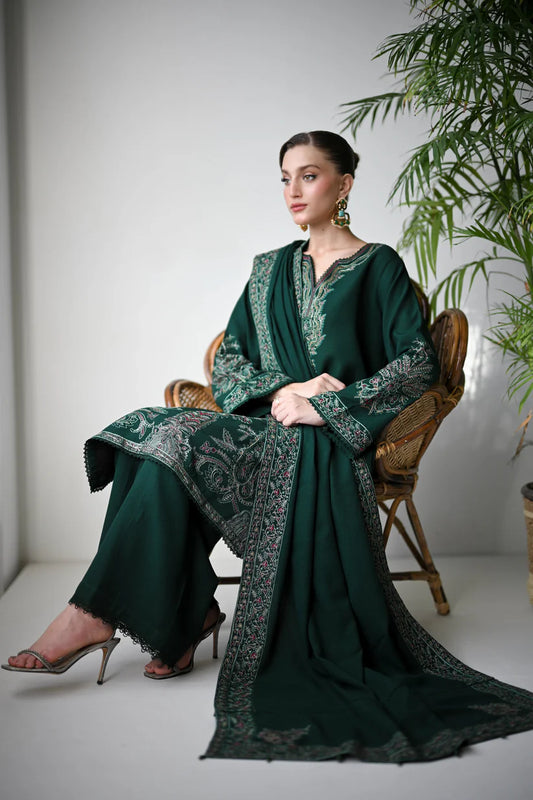 BATIK-3PC DHANAK EMBROIDERED SHIRT WITH DHANAK EMBROIDERED SHAWL & TROUSER-W.J-1826