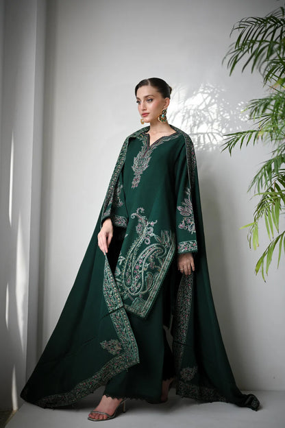 BATIK-3PC DHANAK EMBROIDERED SHIRT WITH DHANAK EMBROIDERED SHAWL & TROUSER-W.J-1826