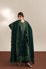 ZAIB-3PC KARANDI EMBROIDERED SHIRT WITH KARANDI EMBROIDERED SHAWL AND TROUSER-W.J-5315