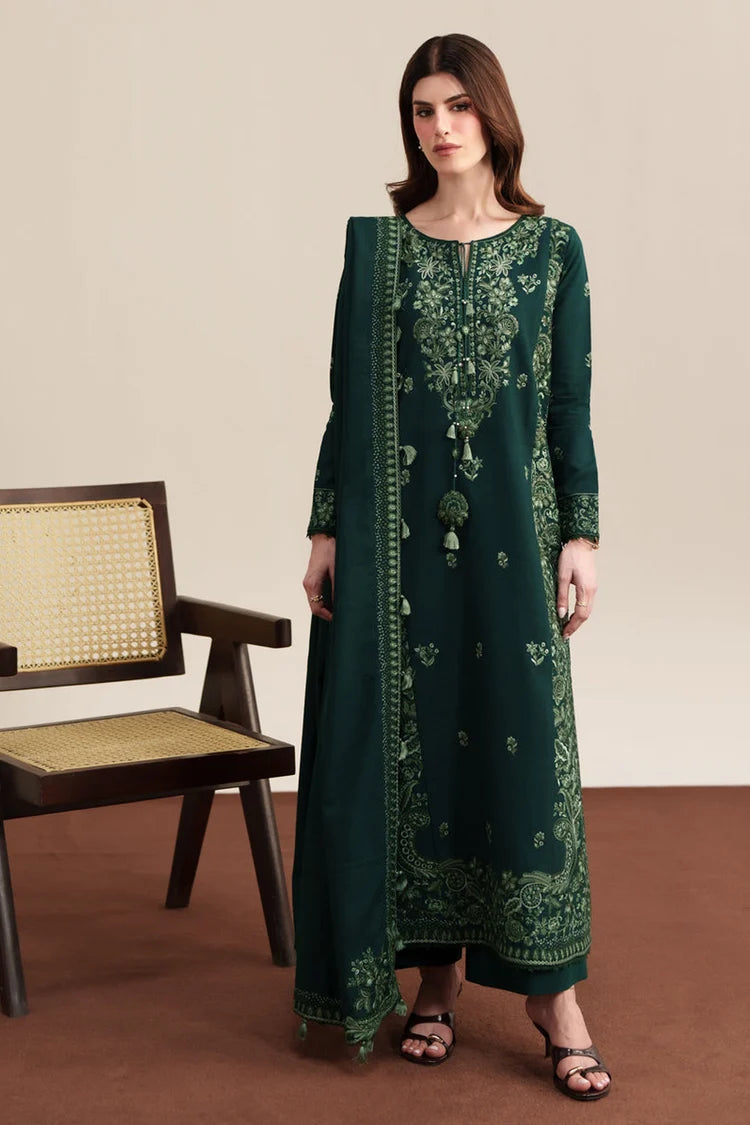 ZAIB-3PC KARANDI EMBROIDERED SHIRT WITH KARANDI EMBROIDERED SHAWL AND TROUSER-W.J-5315