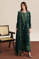 ZAIB-3PC KARANDI EMBROIDERED SHIRT WITH KARANDI EMBROIDERED SHAWL AND TROUSER-W.J-5315