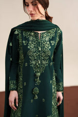 ZAIB-3PC KARANDI EMBROIDERED SHIRT WITH KARANDI EMBROIDERED SHAWL AND TROUSER-W.J-5315
