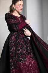 ZAIB-3PC KARANDI EMBROIDERED SHIRT WITH KARANDI EMBROIDERED SHAWL AND TROUSER -W.J-5297