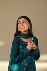 ZAIB-3PC LAWN EMBROIDERED SHIRT WITH CHIFFON EMB DUPATTA AND TROUSER-W.J-4512