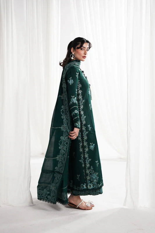 GARNET-3PC DHANAK EMBROIDERED SHIRT WITH DHANAK EMBROIDERED SHAWL & TROUSER-W.J-2004