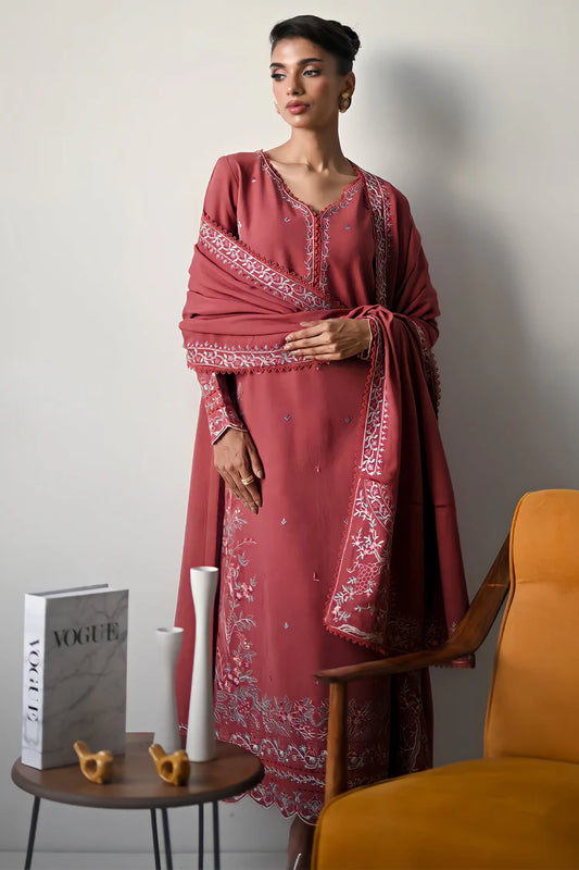 BATIK-3PC DHANAK EMBROIDERED SHIRT WITH DHANAK EMBROIDERED SHAWL AND TROUSER-W.J-2021