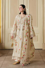 MARYAM HUSSAIN-3PC DHANAK HEAVY EMBROIDERED SHIRT WITH KHADDI NET EMB DUPATTA AND TROUSER-W.J-4903