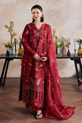 MARYAM HUSSAIN-3PC DHANAK EMBROIDERED SHIRT WITH DHANAK EMB SHAWL AND TROUSER-W.J-5168