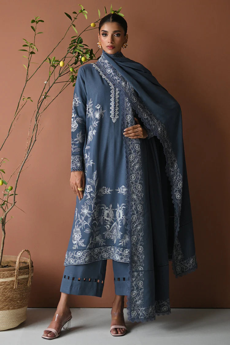 BATIK-3PC DHANAK EMBROIDERED SHIRT WITH DHANAK EMBROIDERED SHAWL AND TROUSER-W.J-2022