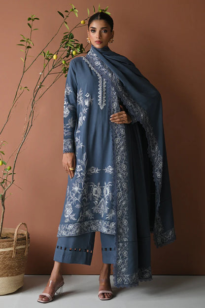 BATIK-3PC DHANAK EMBROIDERED SHIRT WITH DHANAK EMBROIDERED SHAWL AND TROUSER-W.J-2022