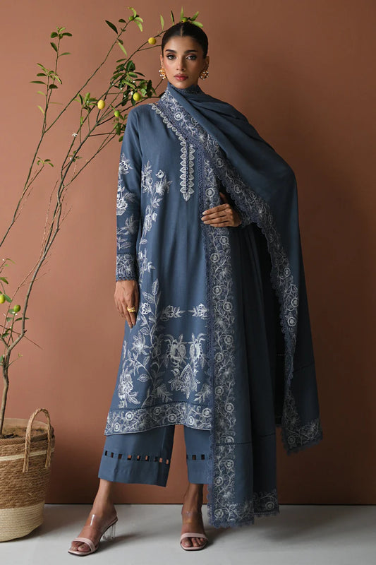 BATIK-3PC DHANAK EMBROIDERED SHIRT WITH DHANAK EMBROIDERED SHAWL AND TROUSER-W.J-2022