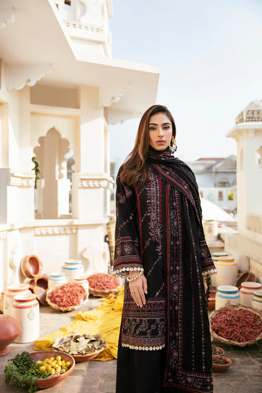 FLORENT-3PC DHANAK EMBROIDERED SHIRT WITH DHANAK EMBROIDERED SHAWL & TROUSER-W.J-1811