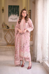 ANEELA`S-3PC LAWN CHIKAN EMBROIDERED SHIRT WITH LAWN EMBROIDERED DUPATTA & EMB TROUSER-W.J-4667