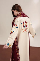 ZAIB-3PC DHANAK EMBROIDERED SHIRT WITH DHANAK EMBROIDERED SHAWL AND TROUSER-W.J-5325