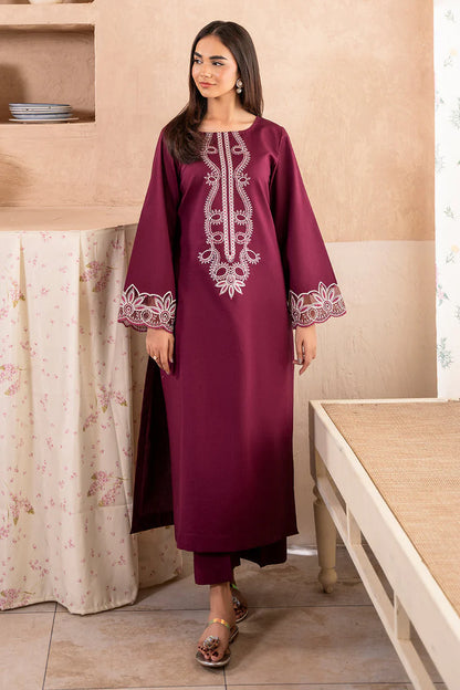 IZEL-2PC DHANAK EMBROIDERED SHIRT WITH DHANAK TROUSER-W.J-1783