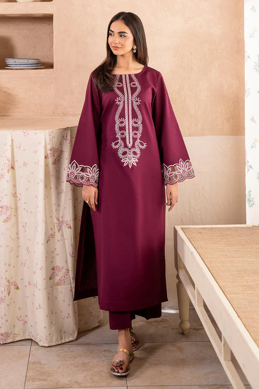 IZEL-2PC DHANAK EMBROIDERED SHIRT WITH DHANAK TROUSER-W.J-1783