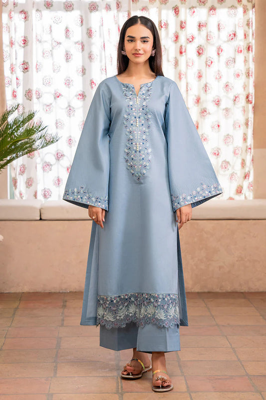 IZEL-2PC DHANAK EMBROIDERED SHIRT WITH DHANAK TROUSER-W.J-1812