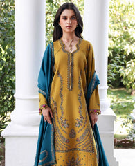 REPUBLIC WOMENSWEAR-3PC DHANAK EMBROIDERED SHIRT WITH DHANAK EMBROIDERED SHAWL AND TROUSER-W.J-5238