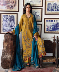 REPUBLIC WOMENSWEAR-3PC DHANAK EMBROIDERED SHIRT WITH DHANAK EMBROIDERED SHAWL AND TROUSER-W.J-5238