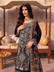 MAHNUR-3PC LAWN LASER WORK EMBROIDERED SHIRT WITH CHIFFON PRINTED EMBROIDERED DUPATTA AND TROUSER-W.J-4772