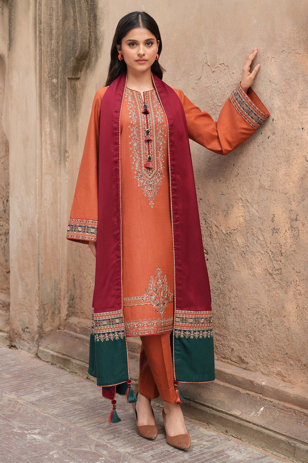 JAZMIN-3PC LAWN EMBROIDERED SHIRT WITH MONARK PRINTED DUPATTA & TROUSER -W.J-1532