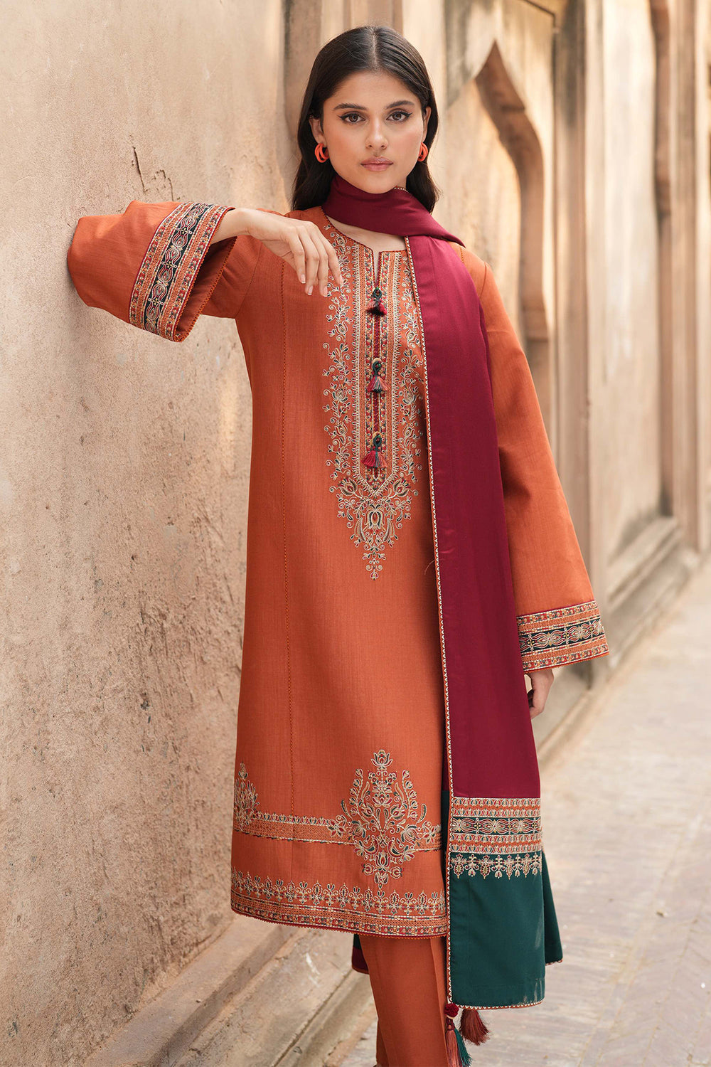 JAZMIN-3PC LAWN EMBROIDERED SHIRT WITH MONARK PRINTED DUPATTA & TROUSER -W.J-1532