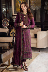 ASIM JOFA-3PC DHANAK EMBROIDERED SHIRT WITH DHANAK EMBROIDERED SHAWL & DHANAK TOUSER-W.J-4291